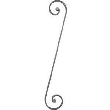 Volute Égale en S à Noyau – Hauteur 820 mm, Largeur 135 mm, Plat Lisse 20×8 mm – Fer Forgé, À Souder, Décor Fer Forge (Version 3)
