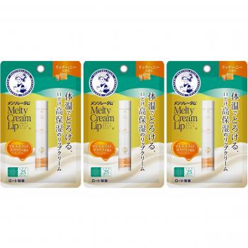 Mentholatum Melty Cream Honey Lip Balm 2.4 g, 3‑Pack Set