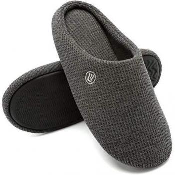 Rutschfeste Herren‑Hausschuh‑Kollektion: gestrickte Baumwolle + Memory Foam, Dunkelgrau, EU 40/41