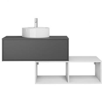 Mobile bagno sospeso con lavabo tondo e 2 nicchie bianche