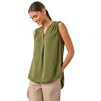 T-shirt à encolure V et plis 48 Vert