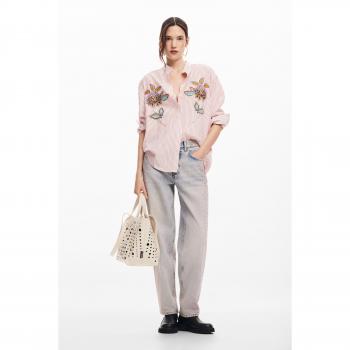 Desigual Camicia XL Rosso Righe Floreale