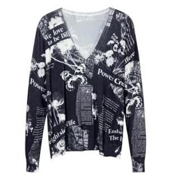 Desigual Kawartha Lakes Black V-Cut Sweater – XS