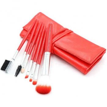 Set Maquillage ZZDOG 7 brosses – Sac rouge et cuir
