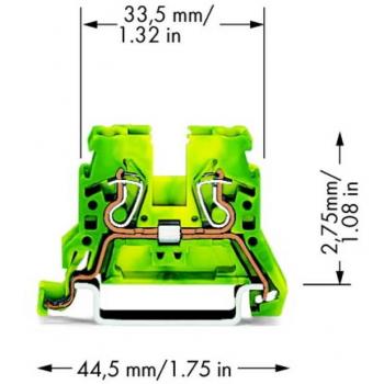 Morsetto a molla WAGO 870-907/999-950 per cavo di terra 5 mm Verde/Giallo