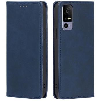 Étui de protection magnétique pour TCL 40R 5G, cuir PU, bleu