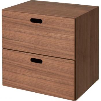 Meuble de rangement noyer à deux tiroirs