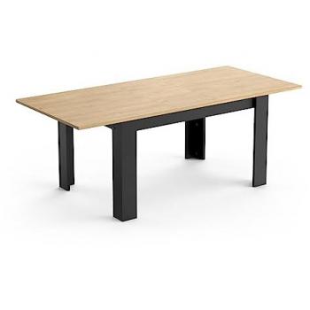 Table de salle à manger extensible Craft 160/200 cm décor chêne et noir mat