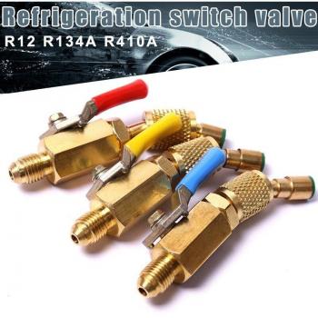3 Pcs A/C Refrigerant Charging Hoses with Shut Off for R12 R134a R410A