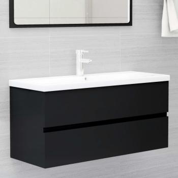 Día y Noche Mueble lavabo negro de madera de ingeniería
