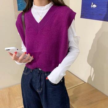 Korean Casual Women's Sleeveless V-Neck Knitted Top T501