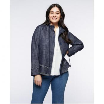 Chaqueta de mujer con flecos y botones de hilo teñido