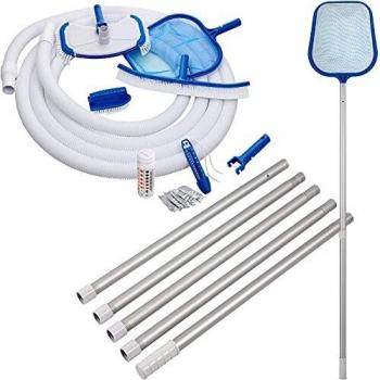 Set de limpieza de piscina con barra telescópica y termómetro