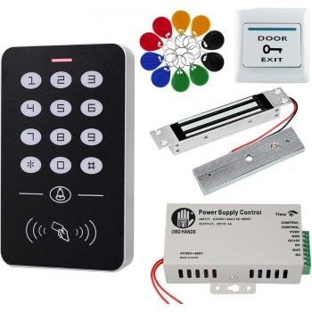 Standalone RFID Access Control Kit with Keypad, 1000 Users, Electronic Lock, Power Supply, 125KHz ID Tags