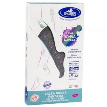 Meia Feminina Sauber Qskin 140den Amatista com Ponto Negro S/M 1 Par