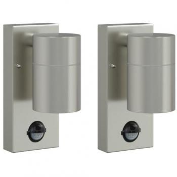 Set de Luces de Pared Exteriores 2 Pcs Plateado