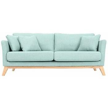 Nordisches 3-Plätze Sofa mit Holzbeinen in Hellblau