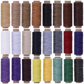 Fil à coudre ciré pour cuir, 150D, 50M, 24 pièces