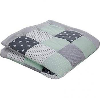 Coperta per carrozzina ULLENBOOM ® verde menta e grigio (140x140 cm)