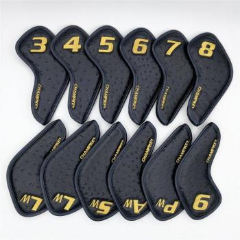 12pcs Lengthened Golf Iron Head Covers #3-9PASLL 3D PU Leather