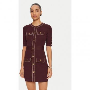 Elisabetta Franchi Dunkelrotes Strickkleid AM‑92B‑46E2 – Normalpassform