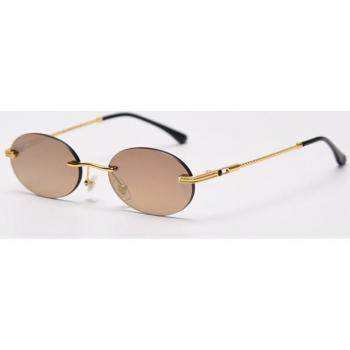 Retro Frameless Oval Sunglasses