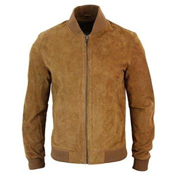 TruClothing Men’s Tan Suede Varsity Jacket, M