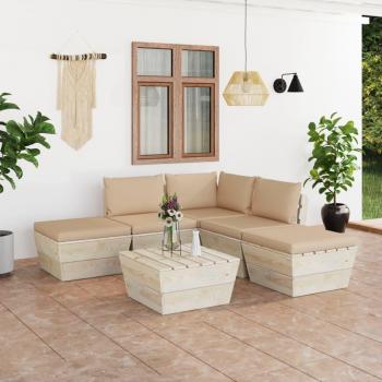VidaXL 6-teiliges Paletten-Sofa-Set mit Kissen für den Garten aus Fichtenholz