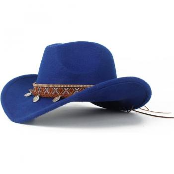 Western Style Cowboy Hat for Women, Roll-Up Brim, Size 56-58
