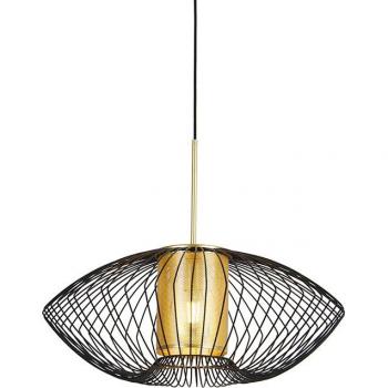 Lampe à suspension moderne or et noir 60 cm