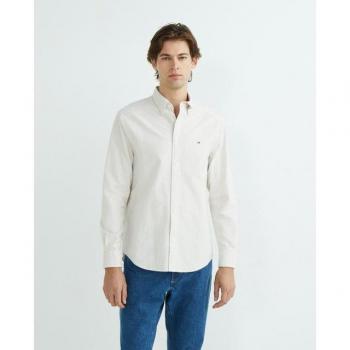 Men's Long Sleeve Beige Geometric Shirt by Tommy Hilfiger, Size 2XL