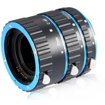 Neewer Blue Metal Auto Focus Macro Extension Tubes for Canon DSLR Cameras