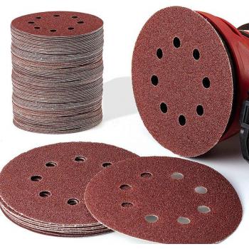 Disque de ponçage à 8 trous 5 pouces, papier de verre crochet et boucle, assortiments 40/60/80/120/180/240/320/400/600/1000/2000/3000