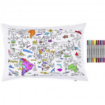 Soft Pure Cotton World Map Pillowcase