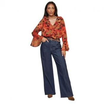 Women's Petite Ruffled Floral Blouse