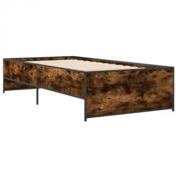 Cama de madera y metal roble humo 100x200 cm