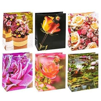 TSI 84315 Gift Bags Roses, Pack of 12, Large Size