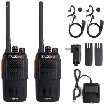Tacklife MTR01 2‑Stück Walkie Talkie – 16 Kanäle, CTCSS/DCS Rauschsperre, Profi‑Funkgerät