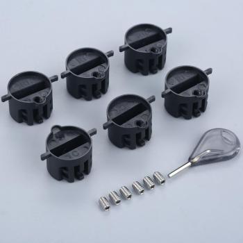 Surfboard Fin FCS Base Accessory Set (6 Plugs, 6 Screws, 1 Key)