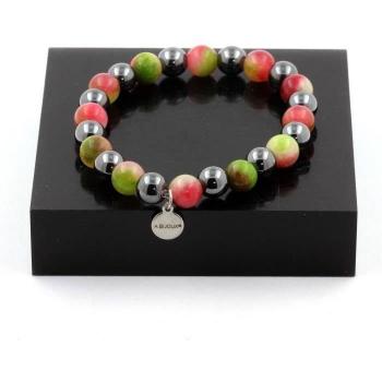 Bijoux Naturel : Bracelet Tourmaline Melon d’Eau avec Hématite 8 mm – Made in France