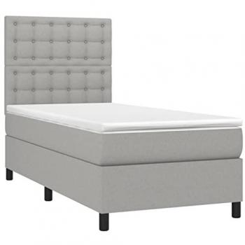 Letto adulto, Giroletto a Molle con Materasso, Letto singolo Grigio Chiaro 90x190 cm Tessuto vidaXL