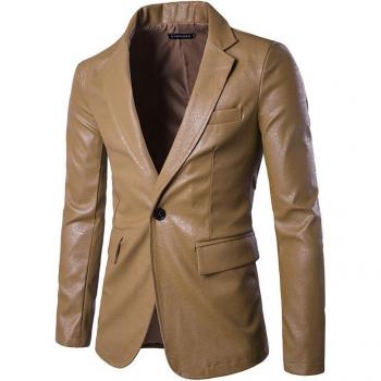 Men's Stylish PU Leather Blazer