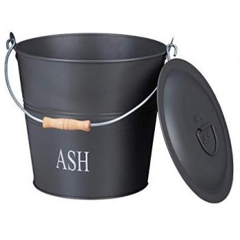 Ascheeimer rund mit Deckel, 12 Liter, grau