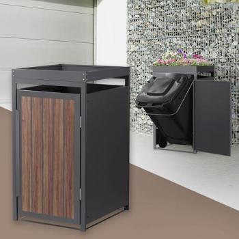 Poubelle‑Shield 240 L, Anthracite, Habillage Bois