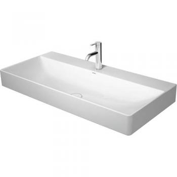Meuble vasque DuraSquare 100×47 cm – 1 trou robinet, blanc, sans trop‑plein