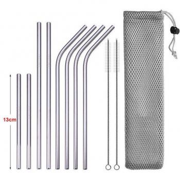 DEOUNY Metal Cocktail Straws with Bag and Cleaner