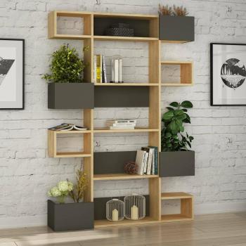 Dmora Artich Biblioteca Scaffale Ufficio 120x20 cm Quercia Antracite