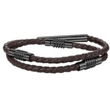 Police Armschmuck Herren Edelstahl und braunes Leder PEAGB0005429