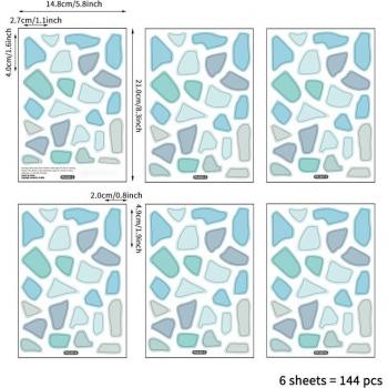 Tofok 144pcs Colorful Pebbles DIY Art Mural Decals