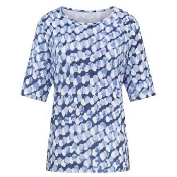 All‑Over‑Print Rabe Damen‑Tee Dunkelblau, Größe 48